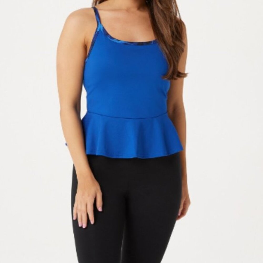 G.I.L.I. Royal Blue Peplum Tank Top
